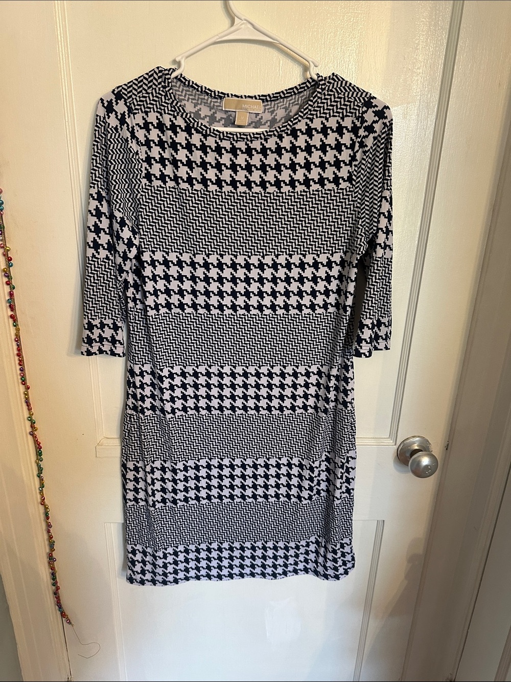 Michael Kors M Women's Black and White Houndstooth Dress